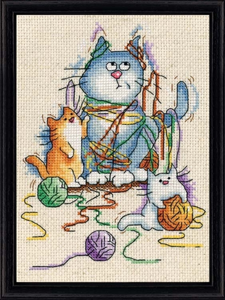 Yarn Cats Counted Cross Stitch Kit
